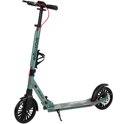 Foldable Kick Scooter with Height Adjustable Handlebar, One-click Folding Adult Scooters with 200 mm Big Wheels, Silver Tone