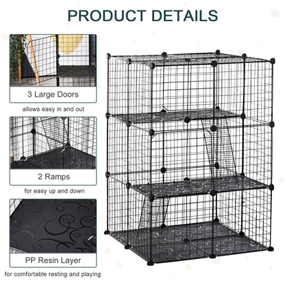 Pet Playpen DIY Small Animal Cage Enclosure Metal Wire Fence 39 Panels with 3 Doors 2 Ramps for Kitten Bunny Chinchilla Pet M