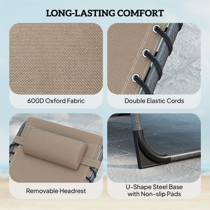 Five-Position Reclining Sun Loungers Set of 2 - Beige