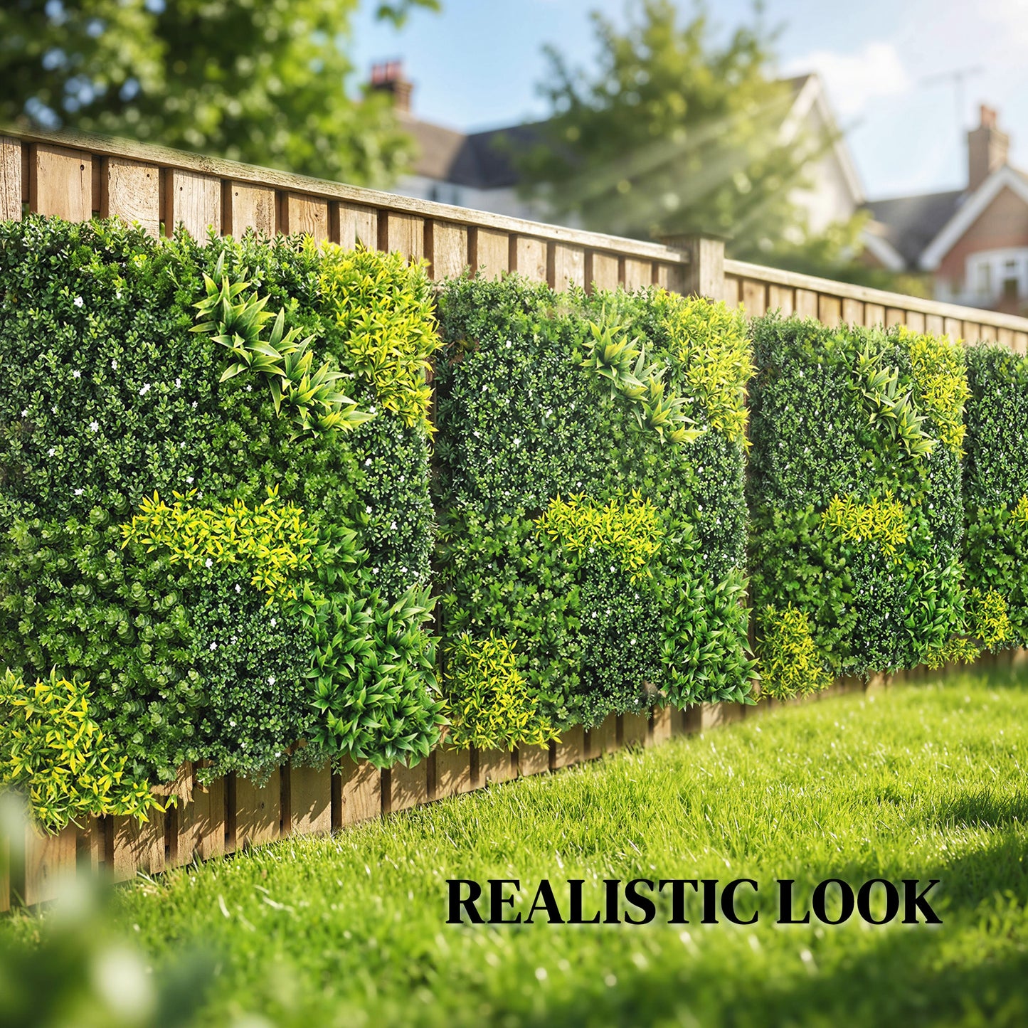 Artificial Plant Wall Panel, 100x100 cm Artificial Grass Backdrop Wall, Green