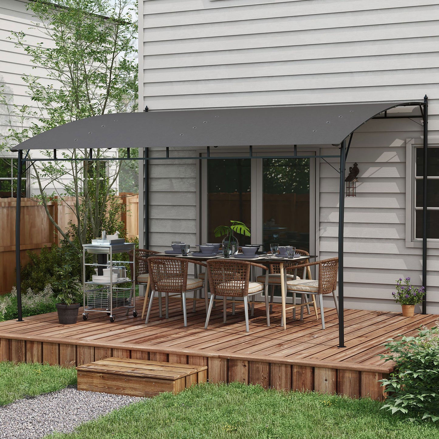 3 x 4m Metal Frame Pergola - Grey