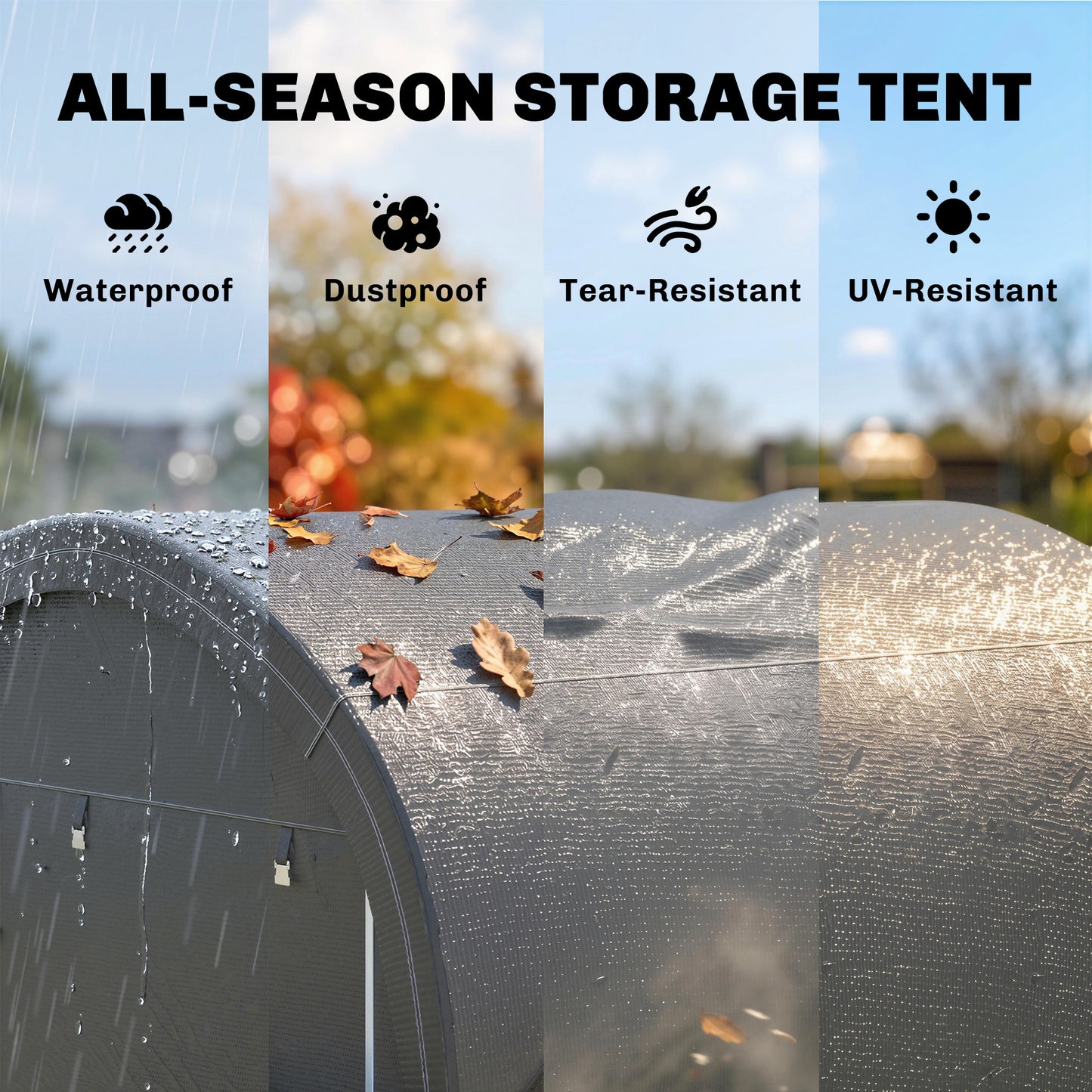 3 x 3(m) Garden Storage Tent, Heavy Duty Outdoor Shed with 2 Doors