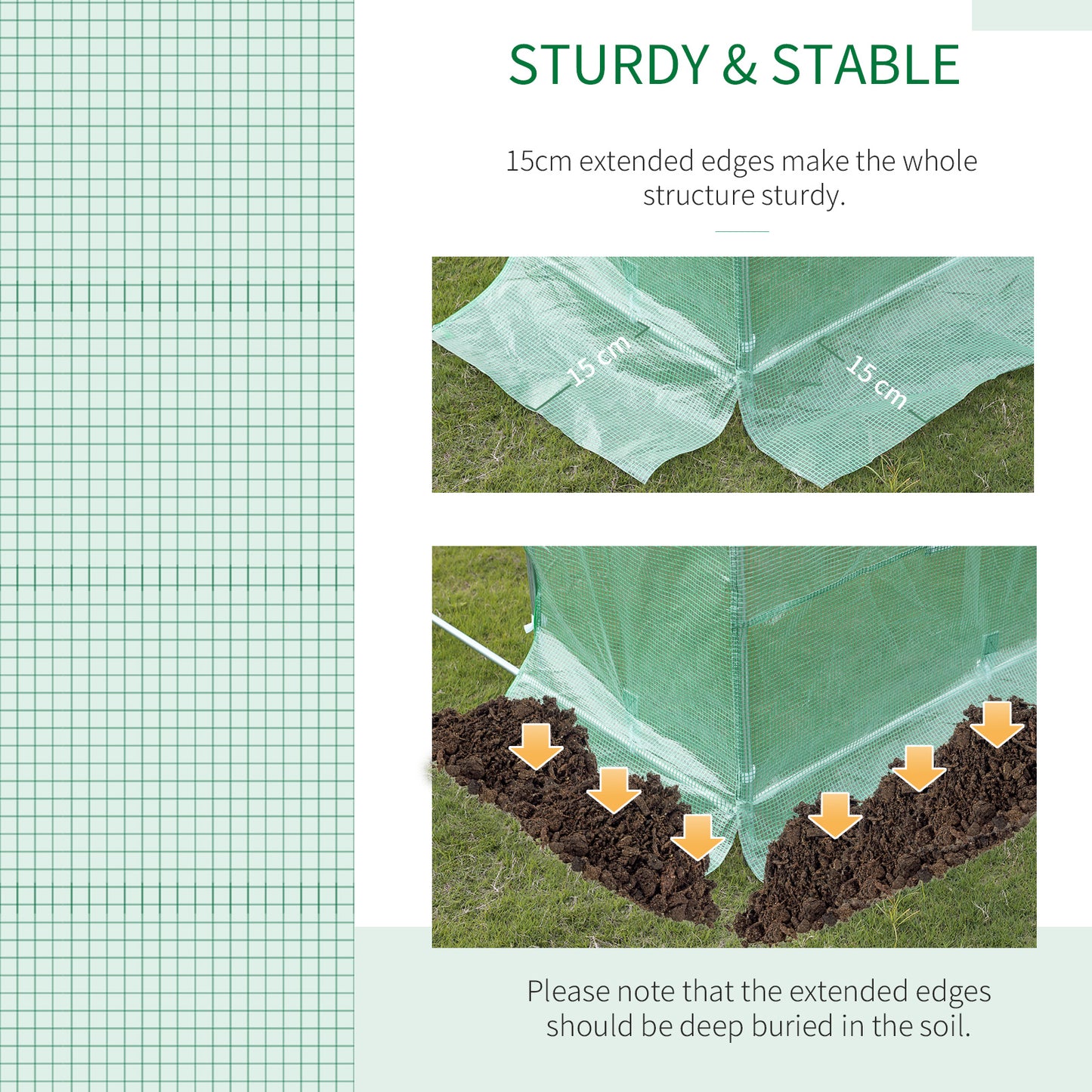 6 x 3 x 2 m Polytunnel Greenhouse with Roll-up Door and 12 Mesh Windows