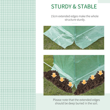 6 x 3 x 2 m Polytunnel Greenhouse with Roll-up Door and 12 Mesh Windows