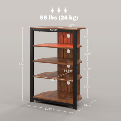 4-Tier Corner TV Stand with Storage, LED Lights, Cable Management, Small Entertainment Centre for TVs up to 29"