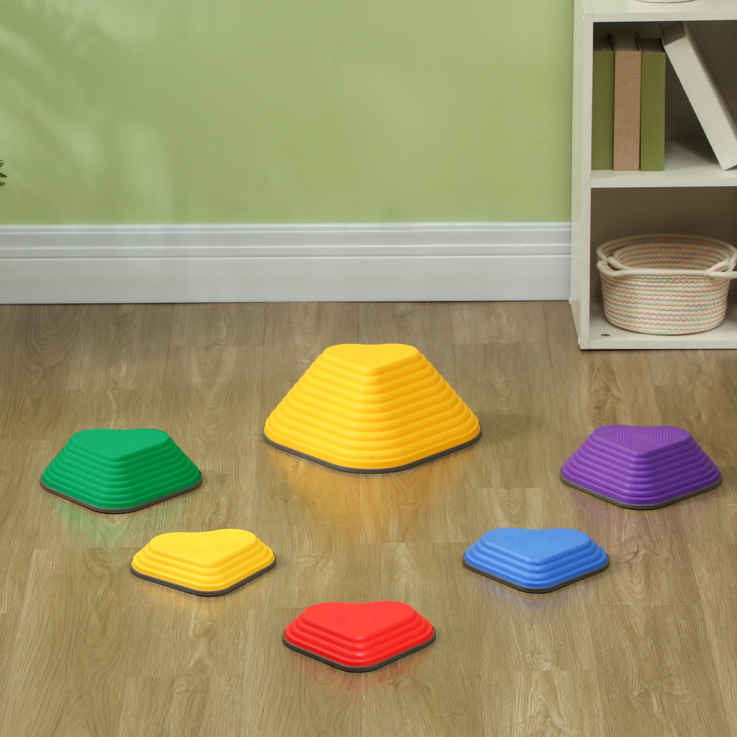 6-Piece Heart-Shaped Kids Balance Stepping Stones and Motor Skills, Multicoloured