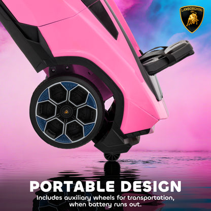 12V Licensed Lamborghini Electric Cars for Kids, Ride On Car with Remote Control for 3-6 Years Old, Pink