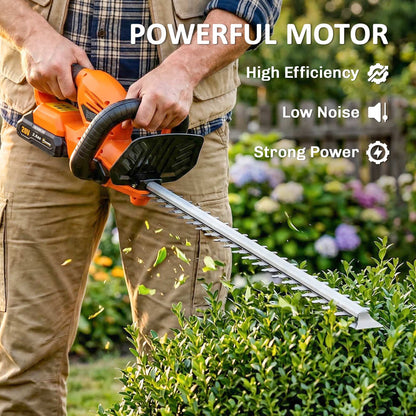 20" Cordless Hedge Trimmer, 18V Electric Hedge Cutter with 51cm Dual Action Blade, 2000mAh Battery and Charger