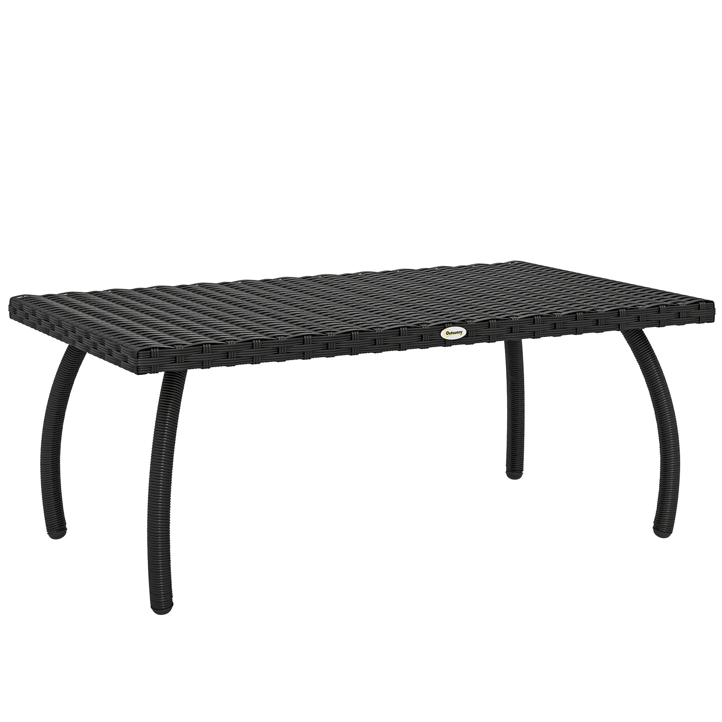 PE Wicker Rattan Garden Coffee Table - Black