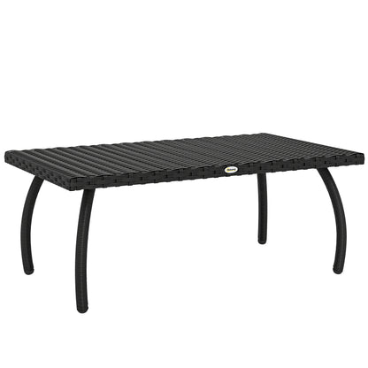 PE Wicker Rattan Garden Coffee Table - Black