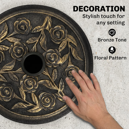 9kg Garden Parasol Base, Round Resin Cast Iron Effect Sun Umbrella Base