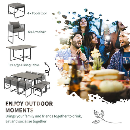 10 Seater Rattan Cube Garden Furniture Set, Rattan Dining Set with Cushions