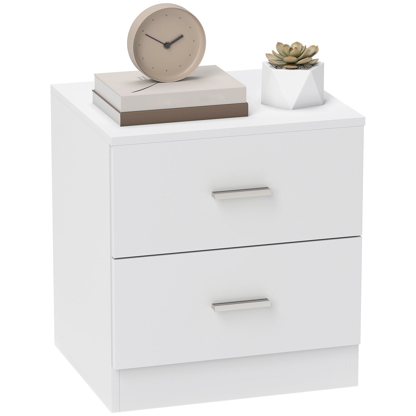 Modern Bedside Table, Beside Cabinet with 2 Drawers, for Bedroom, Living Room, White