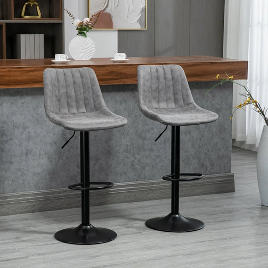 Adjustable Counter Height Bar Stools / Dining Chairs with Footrest - Set of 2 - Cloud Grey