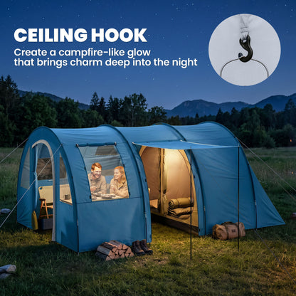 4 Man Camping Tent with 2 Room, Floor and Carry Bag - Blue
