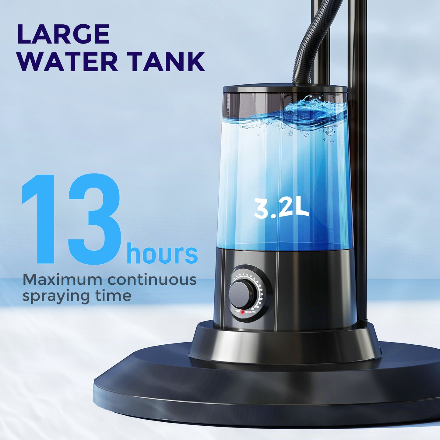 Pedestal Fan with Water Mist Spray, Spray Misting Fan with 70° Oscillation, Tilt Head, 3 Speeds, 3 Modes, Adjustable Mist