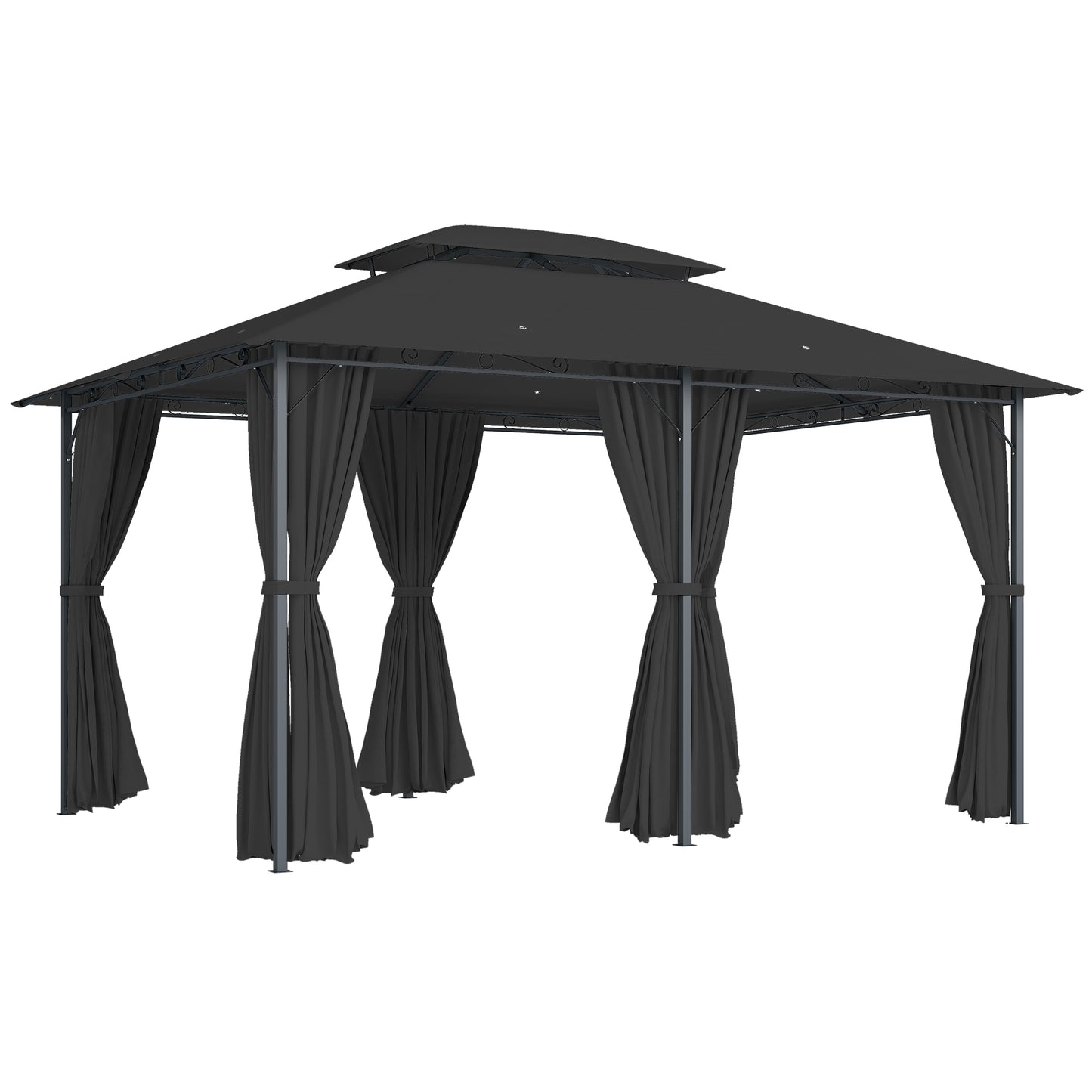 3 x 4m Steel Gazebo, with Curtains - Black