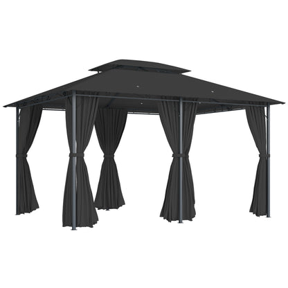 3 x 4m Steel Gazebo, with Curtains - Black