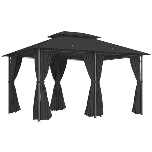 3 x 4m Steel Gazebo, with Curtains - Black