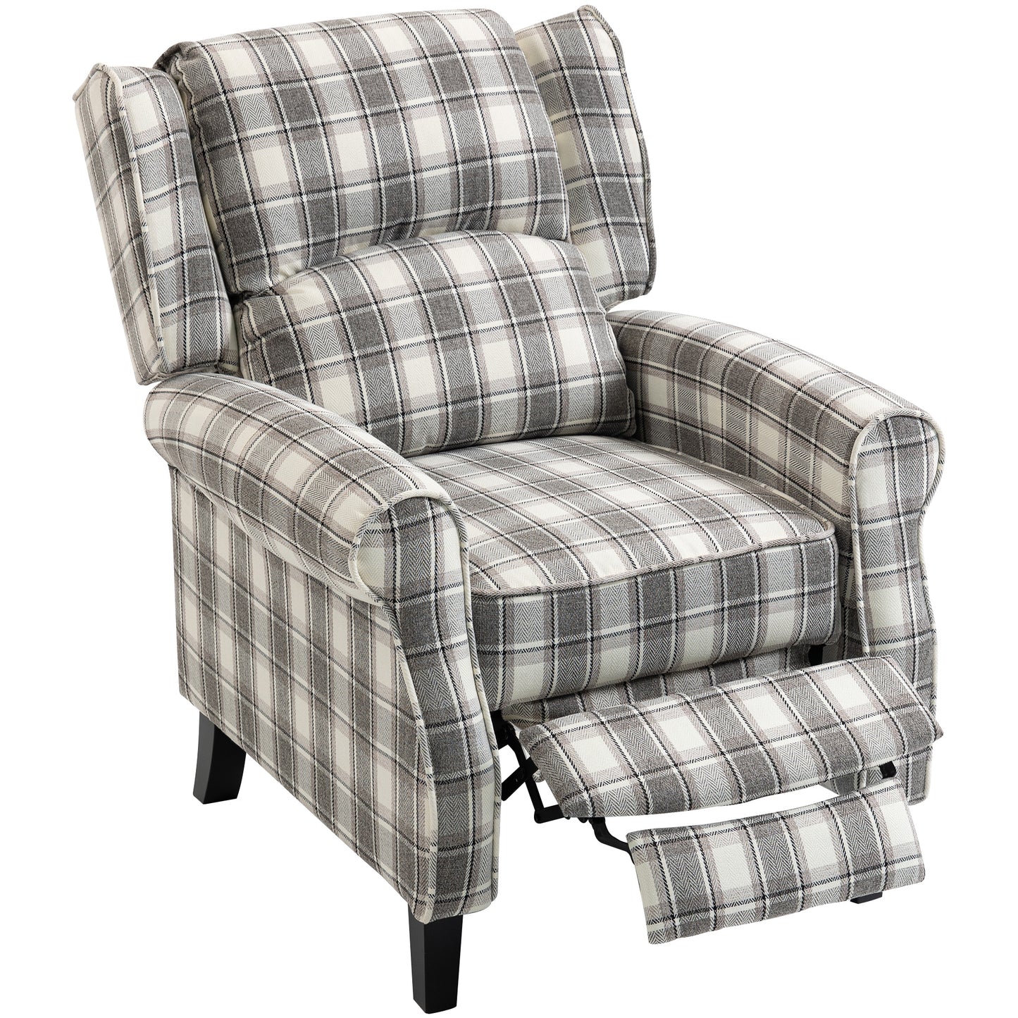 160° Reclining Armchair, with Footrest - Grey and White