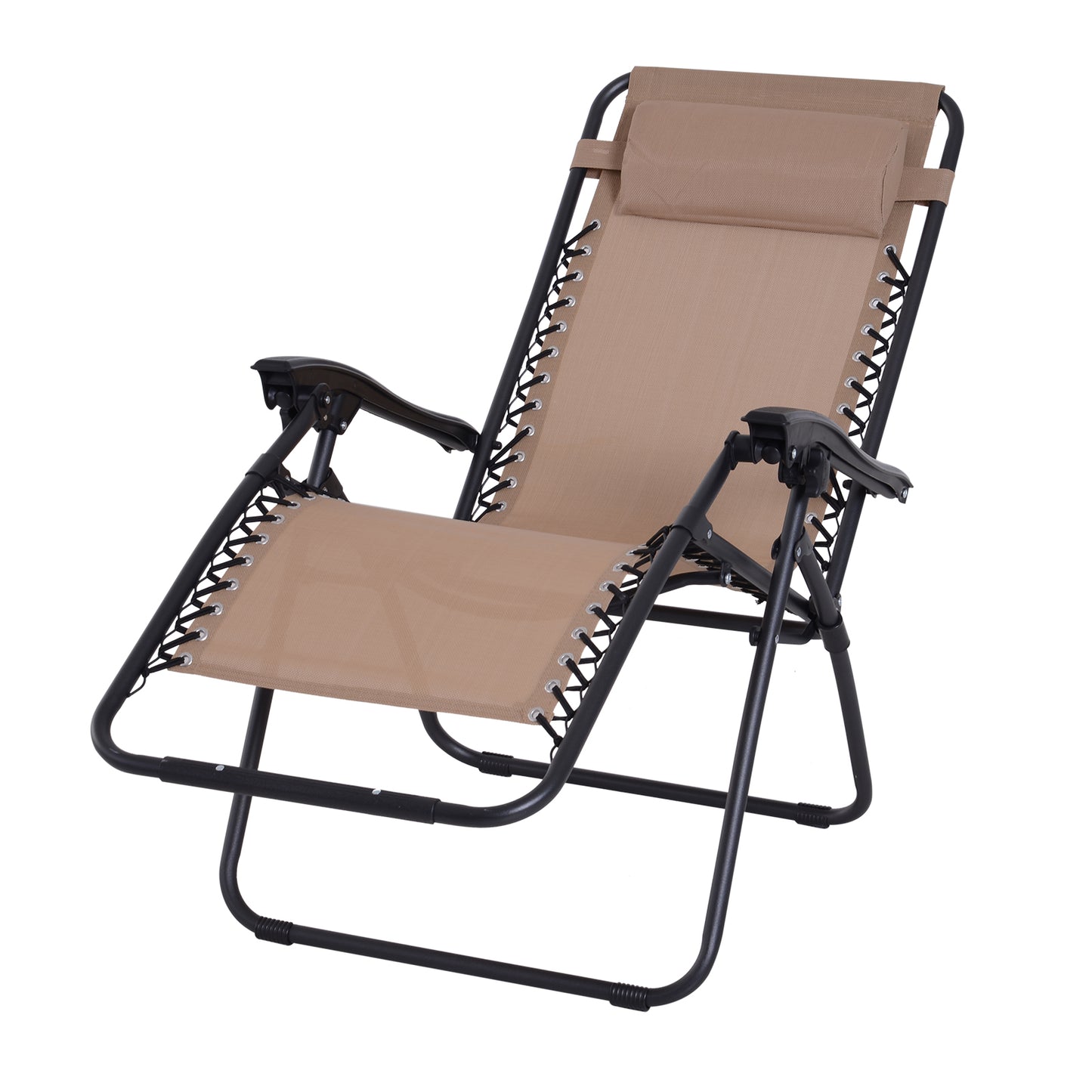Zero Gravity Chair Metal Frame Texteline Armchair Outdoor Folding and Reclining Sun Lounger with Head Pillow for Patio Deckin