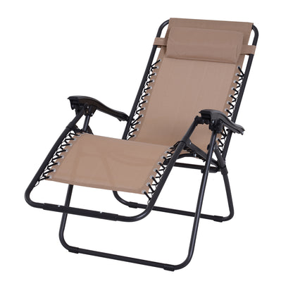 Zero Gravity Chair Metal Frame Texteline Armchair Outdoor Folding and Reclining Sun Lounger with Head Pillow for Patio Deckin