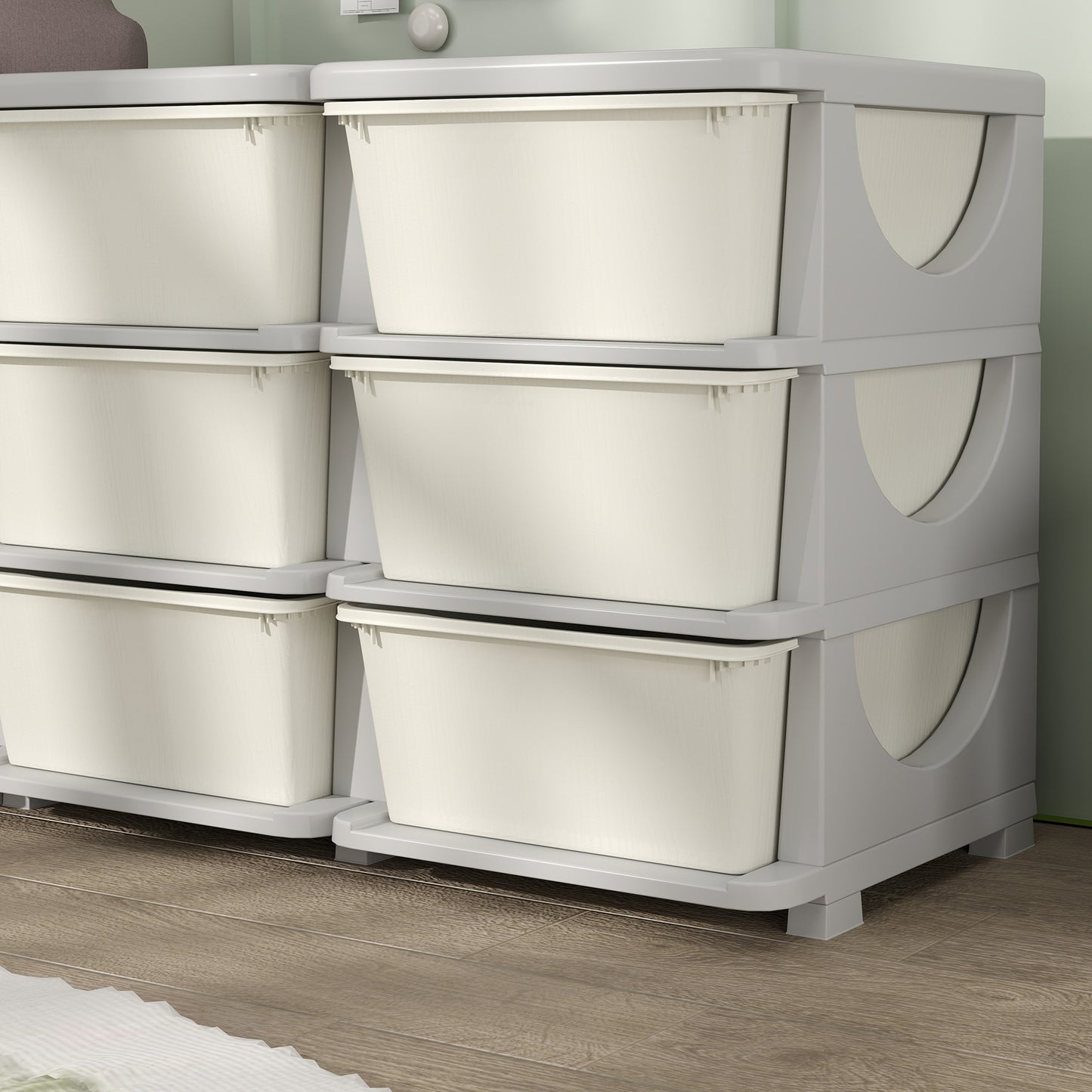 Kids Storage Unit, with Nine Drawers - Cream