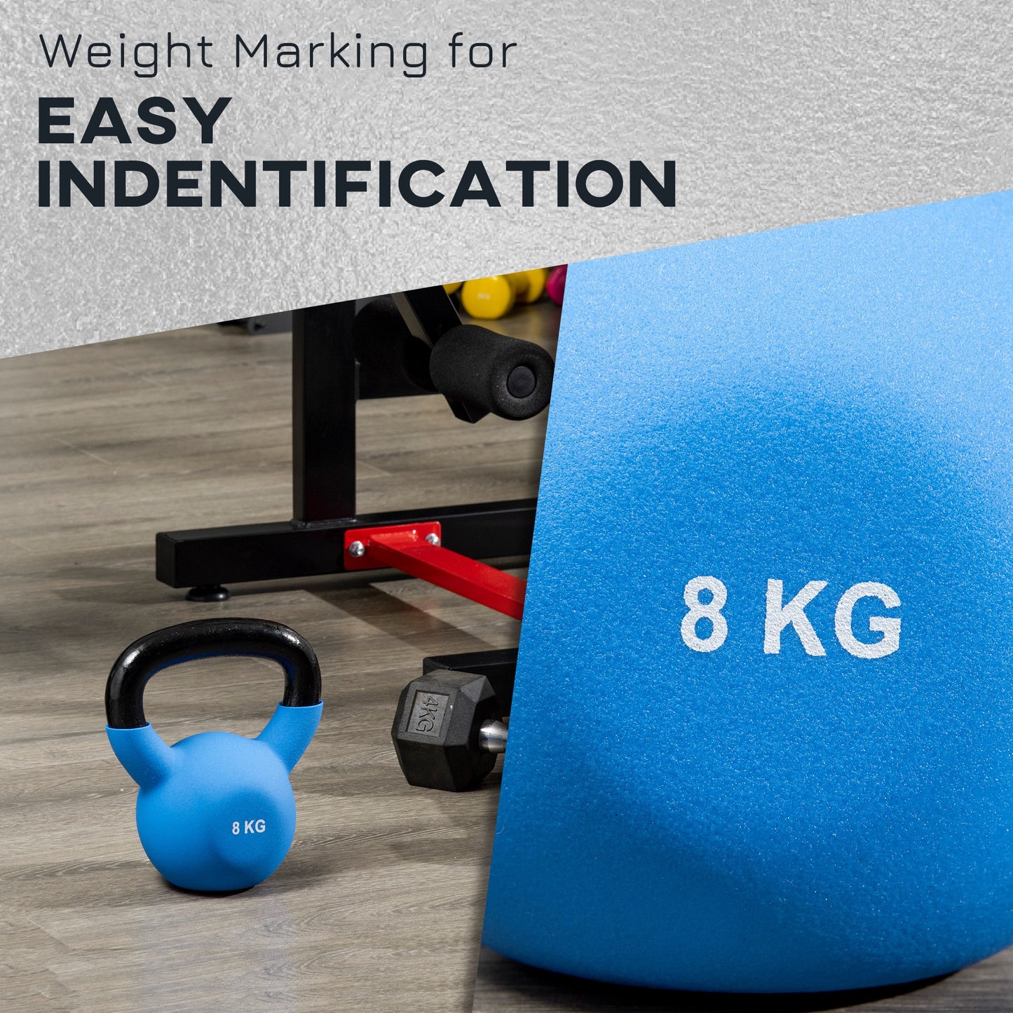 Kettlebell, 8kg Kettle Bell with Non-Slip Handle for Home Gym Weight Lifting and Strength Training, Blue