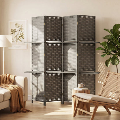 Wave Fibre Freestanding Folding Privacy Screen Panels, Room Divider, Grey