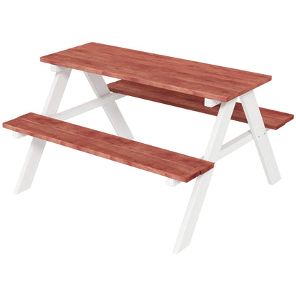 Kids Picnic Table, Wooden Table and Bench Set, Kids Garden Furniture for Patio Aged 3-8 Years Old, Brown