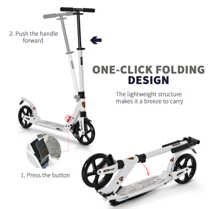 Folding Kick Scooter, Adjustable Ride On Scooter with 200mm Big Wheels and Double Shock Absorption