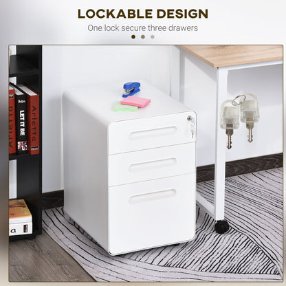 Lockable File Cabinet with 3 Drawers, Vertical Office Drawer for A4, Letter, Legal Size, Anti-tilt Design