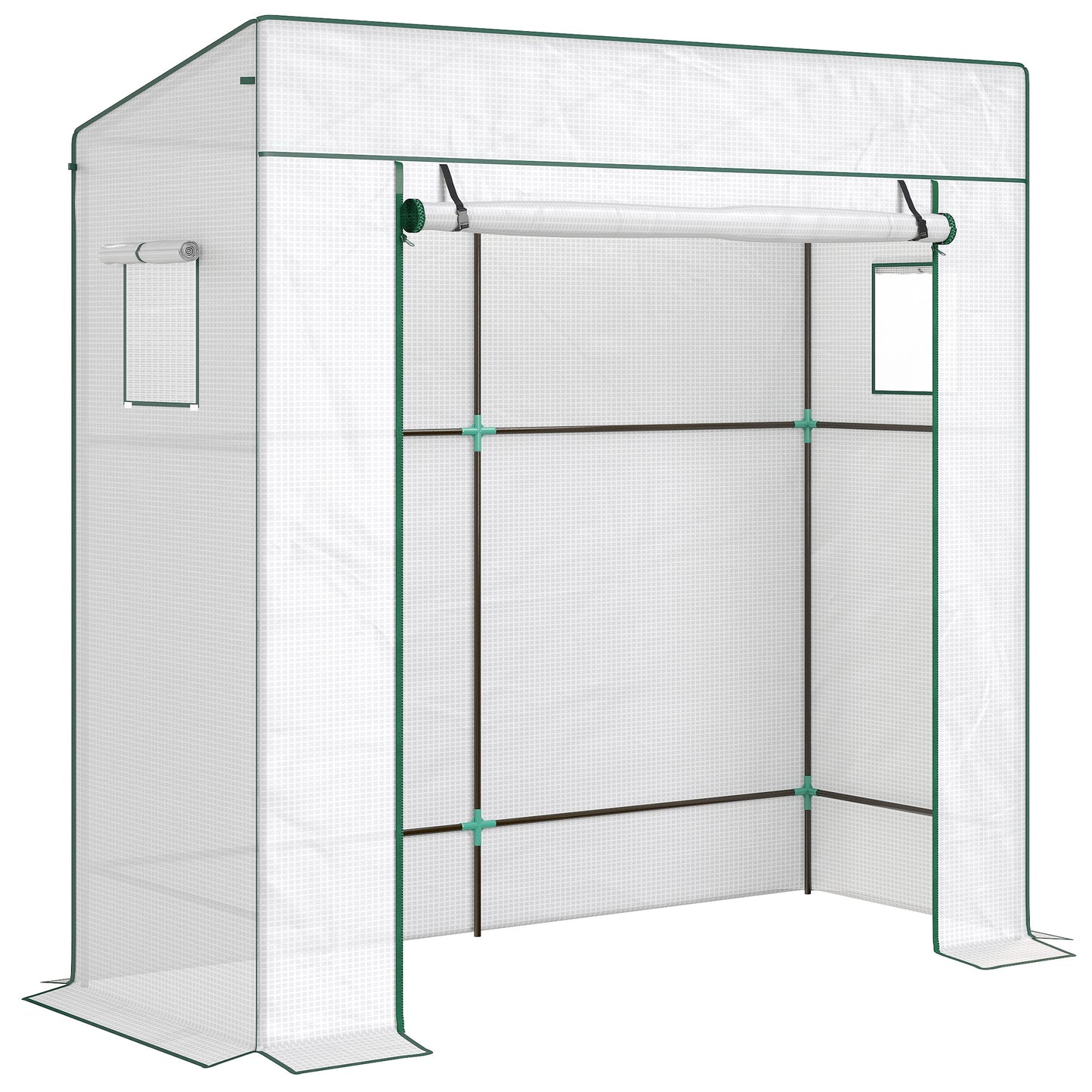 PE Cover Walk-in Outdoor Greenhouse, White