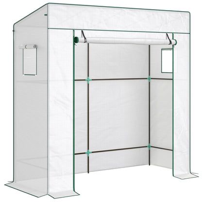 PE Cover Walk-in Outdoor Greenhouse, White