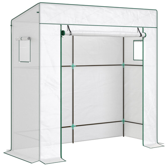 PE Cover Walk-in Outdoor Greenhouse, White