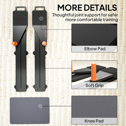 Push Up Board Set of 2, Portable Press Up Board with Dual Glide Rails, Knee Pad