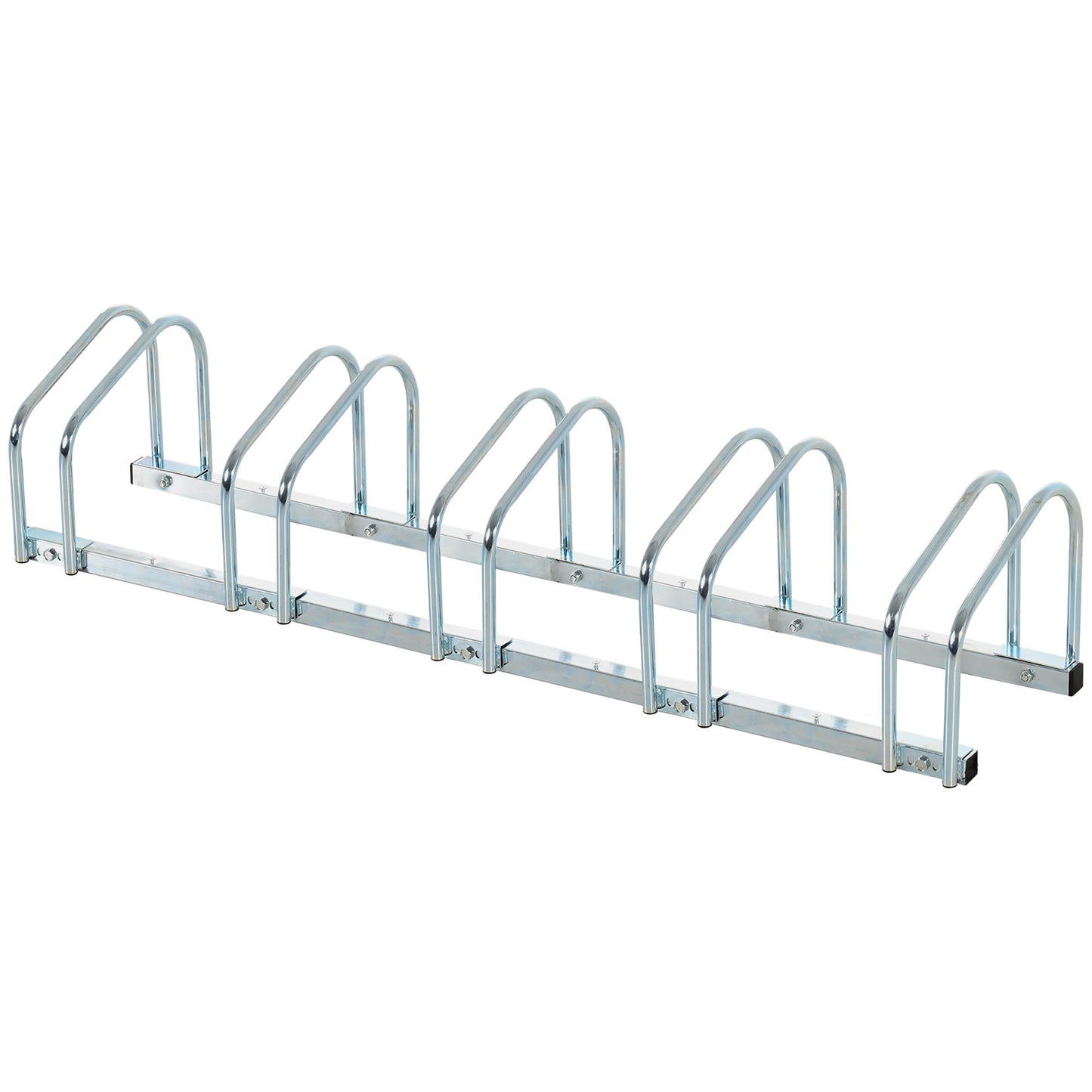 Bike Stand Parking Rack Floor or Wall Mount Bicycle Cycle Storage Locking Stand 145L x 33W x 27H (5 Racks, Silver)