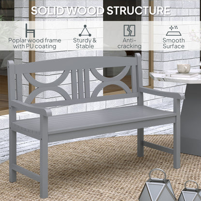 2-Seater Wooden Garden Bench Outdoor Patio Loveseat for Porch, Grey
