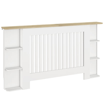 Radiator Cover with Open Storage Shelves, Vertical Slatted Cabinet Shelf Heater Cover for Living Room, Hallway, Large, White