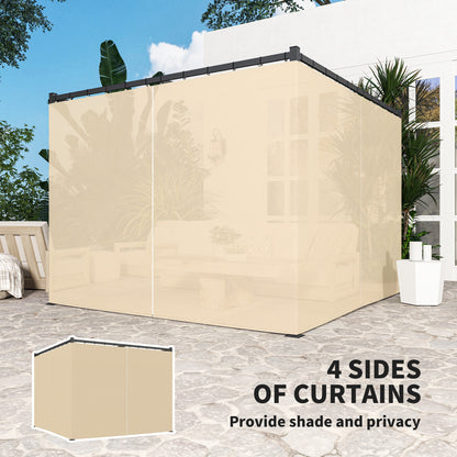 3 x 3m Retractable Roof Pergola, with Curtains - Khaki