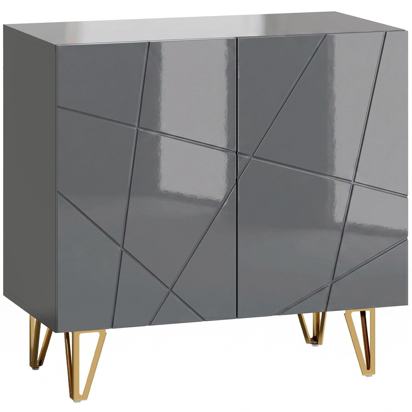 Modern Luxe High Gloss Sideboard, with Hairpin Legs - Grey