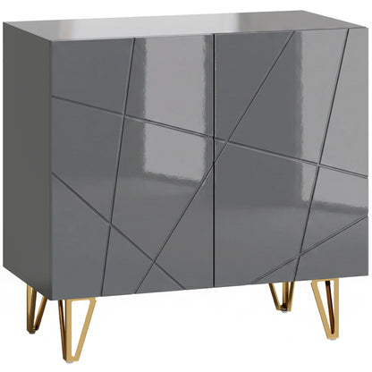 Modern Luxe High Gloss Sideboard, with Hairpin Legs - Grey