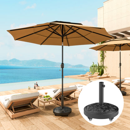 Parasol Base, Umbrella Base with Wheels Cast Iron Effect, for Umbrella, Canopy, Weather Resistant, Black