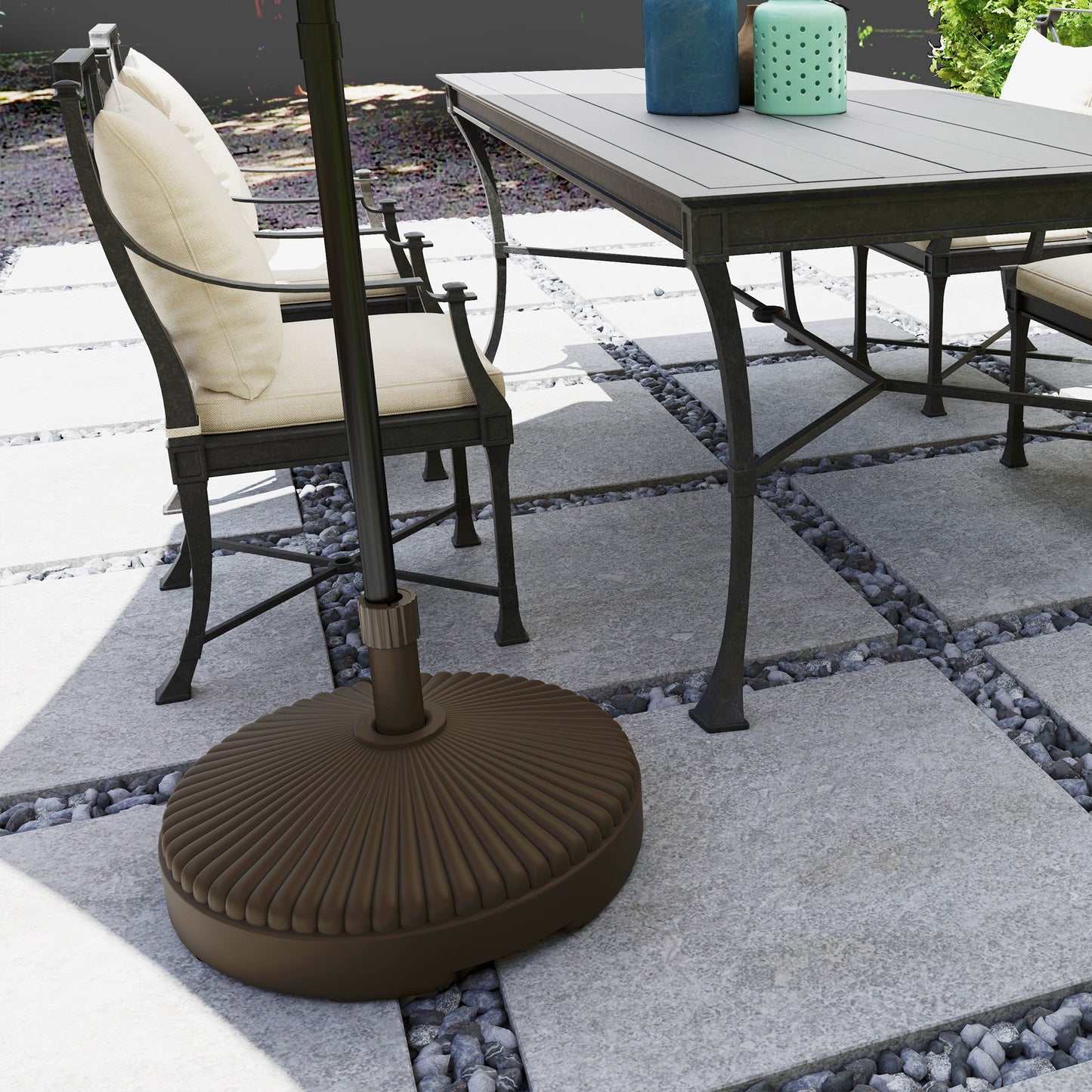 Garden Parasol Base Holder, 28kg Sand Filled, 23kg Water Filled, Sun Umbrella Base Outdoor Umbrella Stand Weight, Brown
