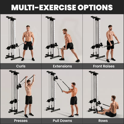 Wall Mount Cable Machine, 15 Positions Adjustable Cable Crossover Machine Dual Pulley System for Home Gym