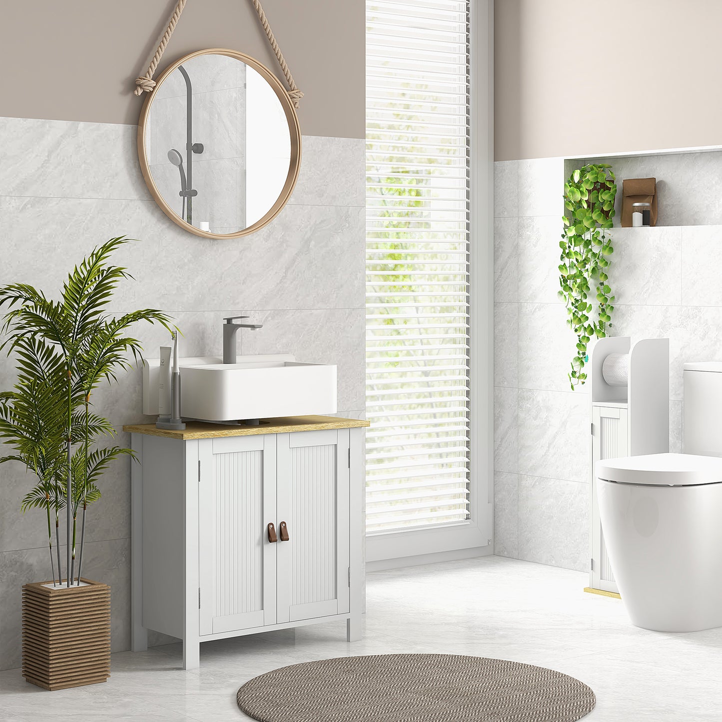 Under Sink Bathroom Cabinet for Basin without Pedestal - White