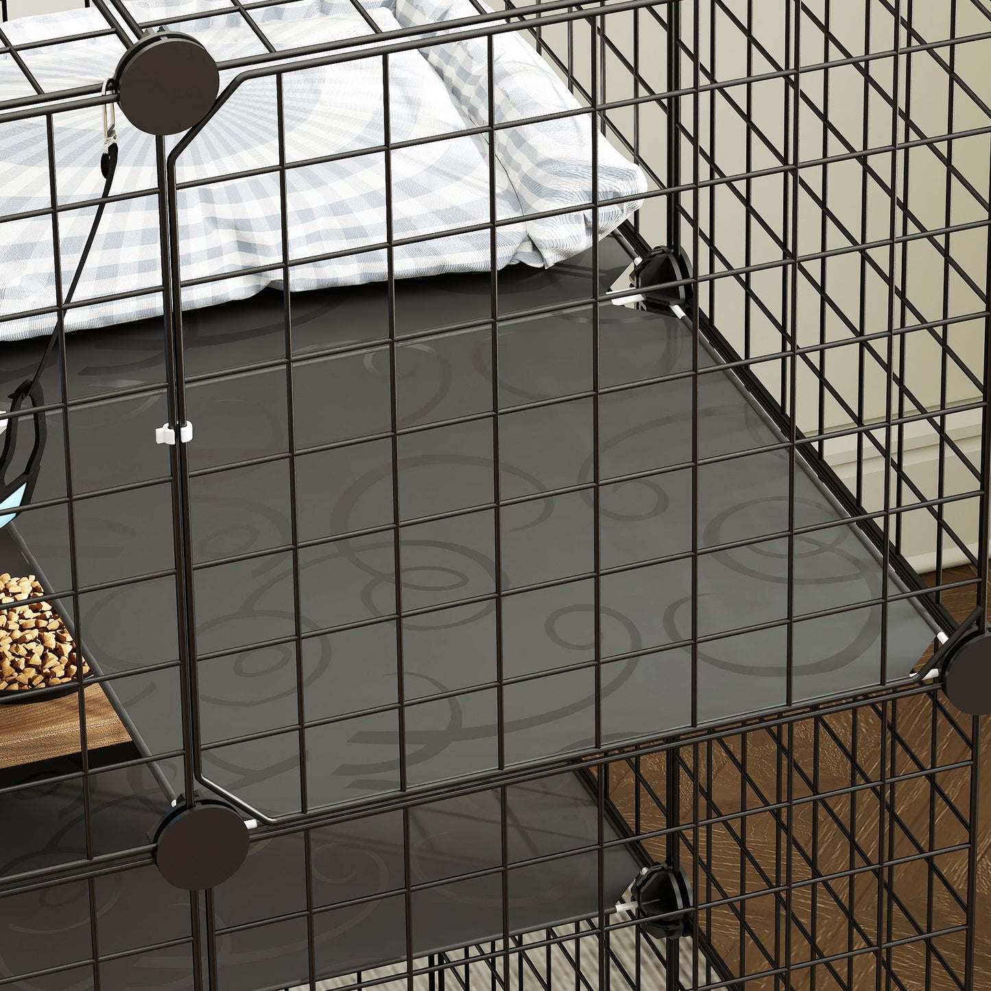 Indoor Cat Cage DIY Customizable 3-Tier Indoor Cat Enclosure with 3 Doors and Hammock 105 cm Black