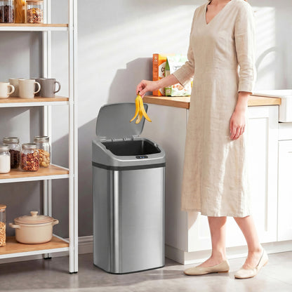 48L Stainless Steel Sensor Bin - Silver-Tone