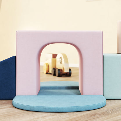 8-Piece Foam Play Blocks for Kids, Soft Motor Skill Blocks with Washable Velvet Covers, Indoor Climbing Set, Multicolor