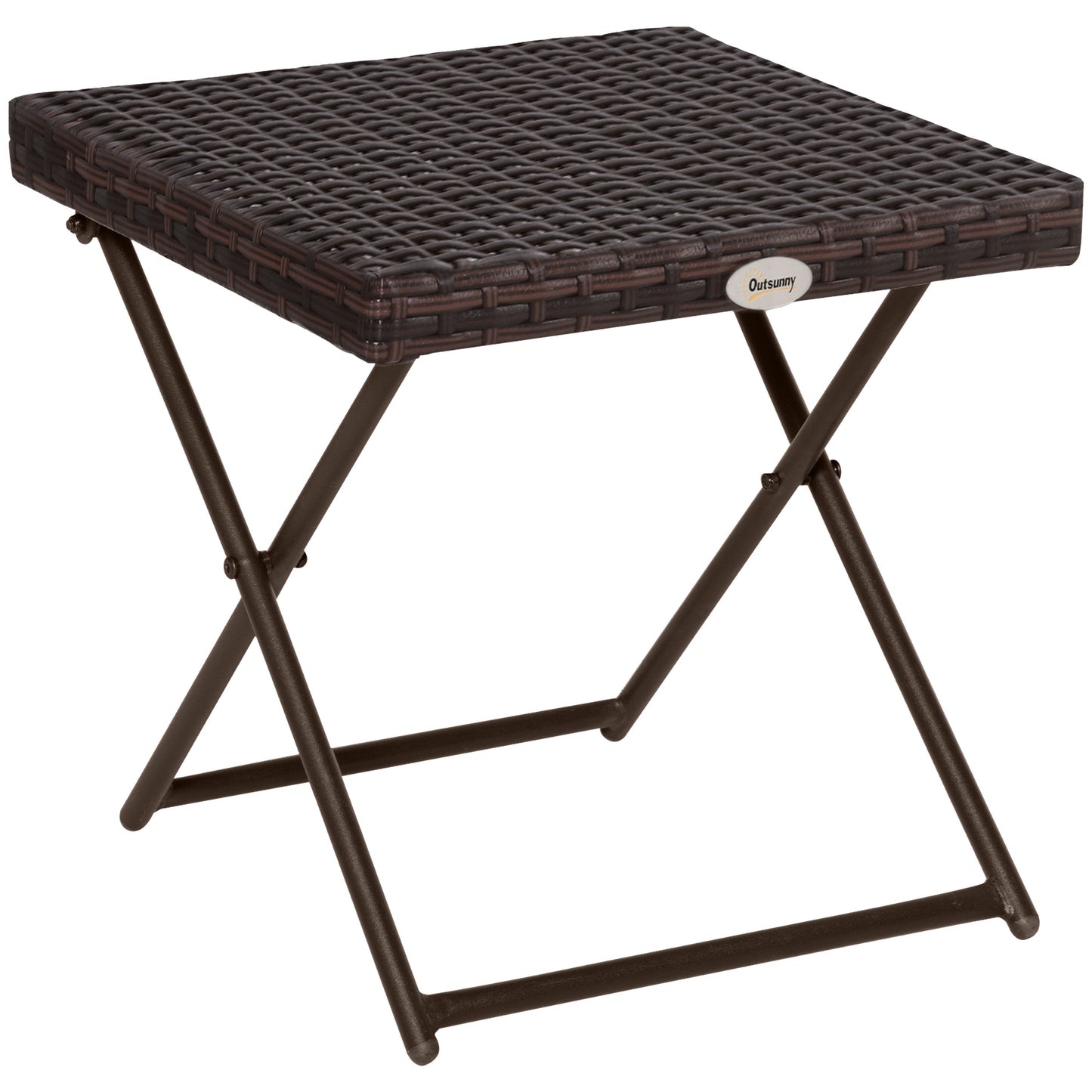 Folding Garden Coffee Table, Wicker Outdoor Bistro Side Table with PE Rattan Top for Patio, Balcony, Porch, 40 x 40 x 40 cm